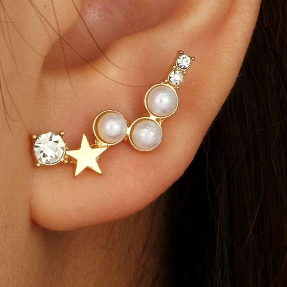 *Tia* Stars and Pearl Earrings - Picture 2 of 4